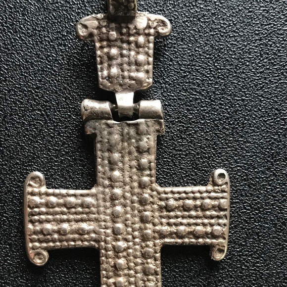 Studded Ethiopian Silver Cross Pendant - Picture 2 of 7